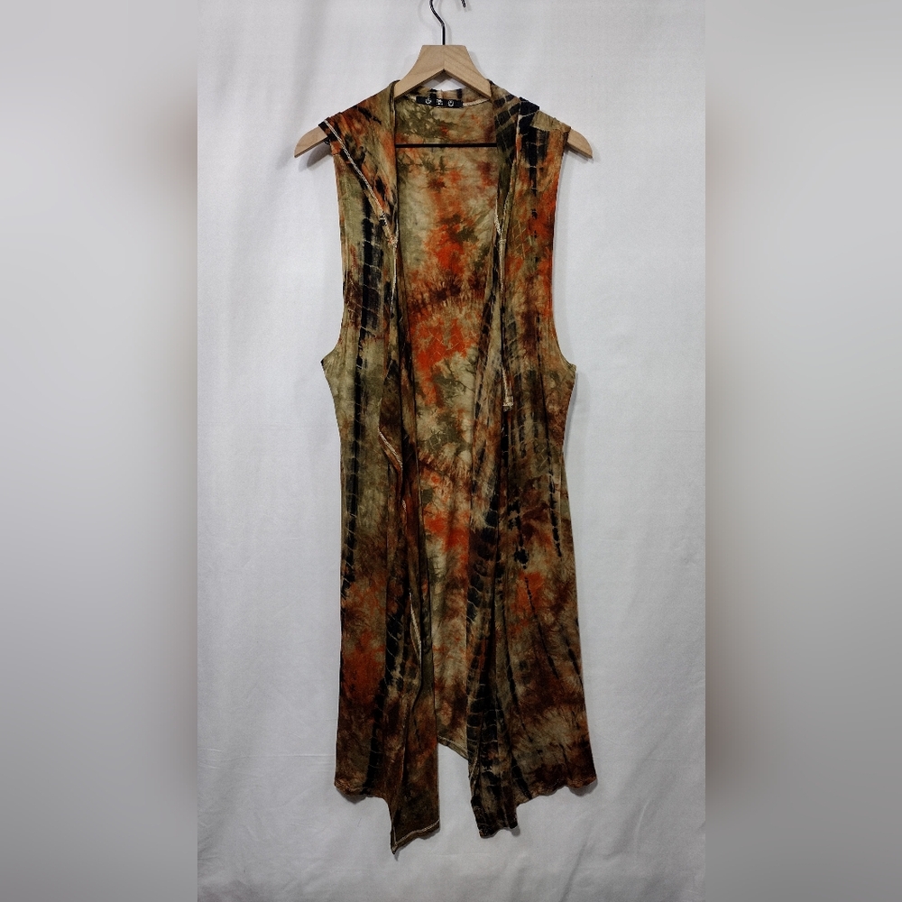 Anthropologie Coin 1804 Boho Tie Dye Open Front Stretchy Kimono Size XL Beach